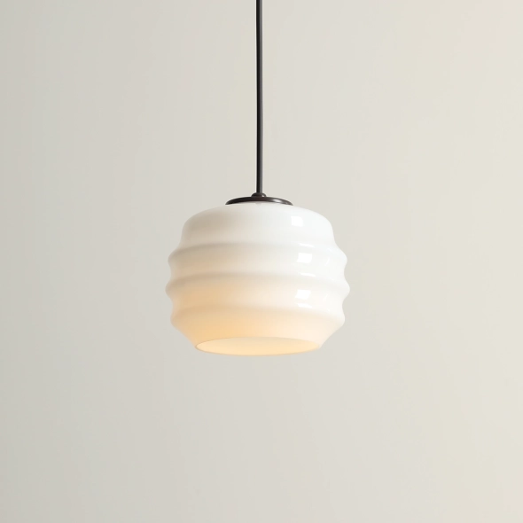 Pojedyncza lampa wisząca w kolorze mokka ze szklanym kloszem PUFF MOKKA