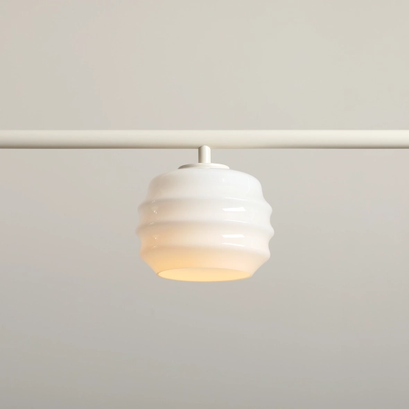3-light pendant lamp in cream with glass shades PUFF 3 COTTON