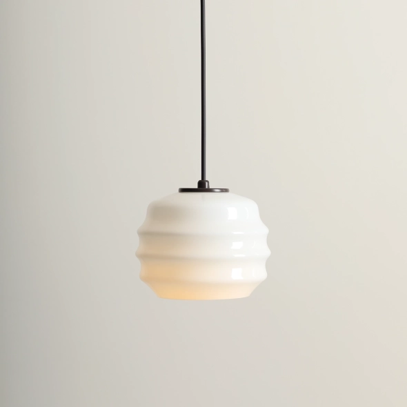 Pojedyncza lampa wisząca w kolorze mokka ze szklanym kloszem PUFF MOKKA