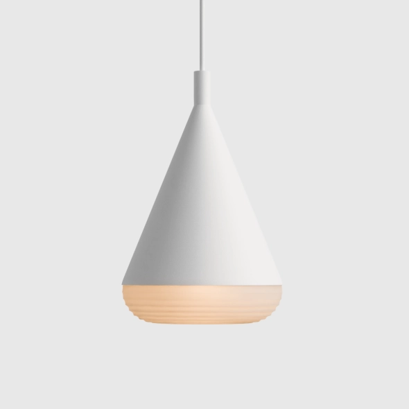 Mała lampa wisząca wysoka TORO ZŁAMANA BIEL proj. Kabo&Pydo (ø18)
