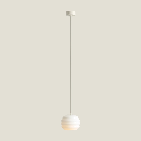 Pojedyncza lampa wisząca w kremowym kolorze ze szklanym kloszem PUFF COTTON