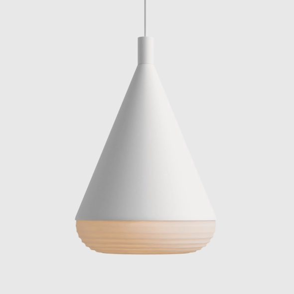 Duża lampa wisząca wysoka TORO ZŁAMANA BIEL proj. Kabo&Pydo (ø28)