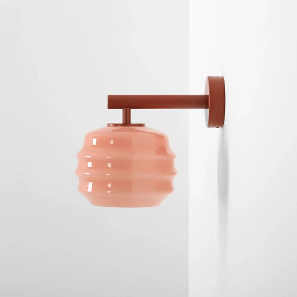Nowoczesny kinkiet w kolorze terakoty ze szklanym kloszem PUFF WALL TERRA