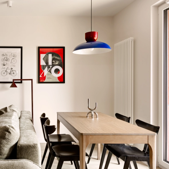 Modern Large Pendant Lamp in Bold Colors ELLA Cobalt/Red Wine (ø47cm)