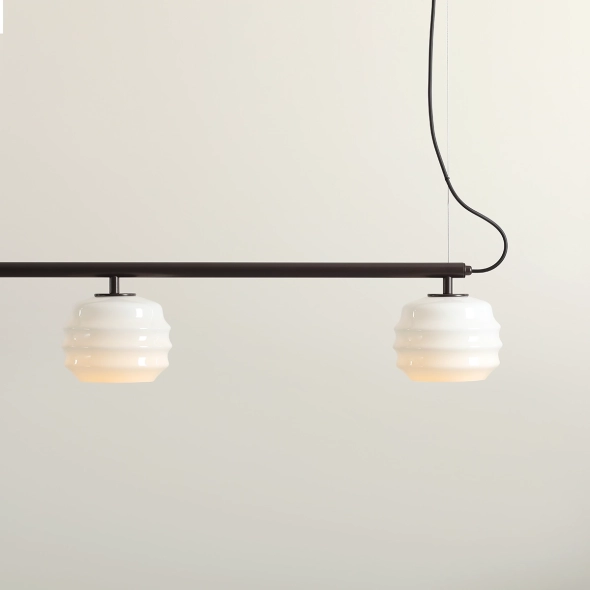 Trzypłomienna lampa wisząca w kolorze mokka ze szklanymi kloszami PUFF 3 MOKKA
