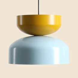 Modulare, bunte Pendelleuchte TULA Baby Blue/Mustard (ø30cm)